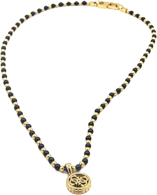 GUESS LOG-IN Collection Stainless steel necklace for men, gold and black, the gift for stylish men. 