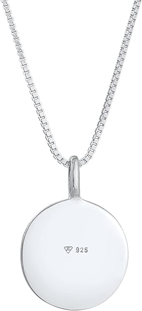 Kuzzoi Men's silver necklace with round pendant (15 mm), men's necklace in 925 sterling silver, chain with structured plates, men's chain with round pendant, handmade 