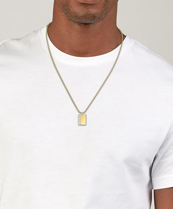 BOSS Jewelry Men's Necklace ID Collection Yellow Gold - 1580303 