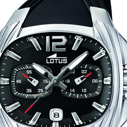 LOTUS Reloj Hombre 15756/1 Outlet Caja de Acero Inoxidable 316l Plateado Correa de Caucho Negro