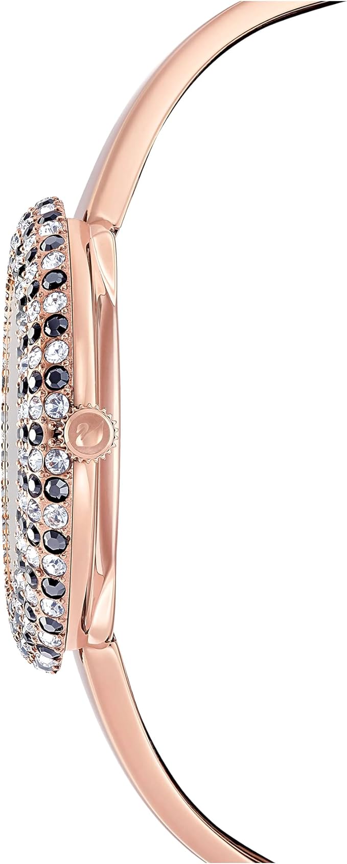 Swarovski Reloj Crystal Rose, Brazalete de metal, Negro, PVD tono Oro Rosa