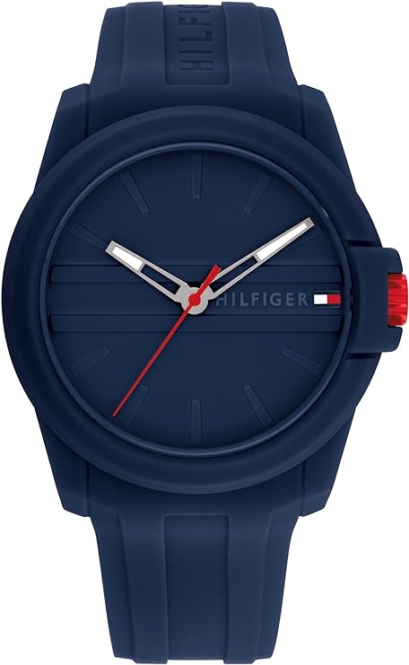 Tommy Hilfiger Reloj casual de cuarzo 3H – Reloj de pulsera deportivo de silicona para hombre – Resistente al agua hasta 5 ATM/50 metros – Moda premium para uso diario – 44 mm