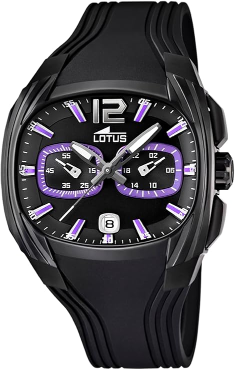 LOTUS Reloj Hombre 15757/3 Outlet Caja de Acero Inoxidable 316l Negro Correa de Caucho Negro