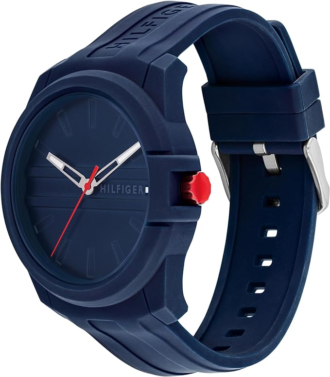 Tommy Hilfiger Reloj casual de cuarzo 3H – Reloj de pulsera deportivo de silicona para hombre – Resistente al agua hasta 5 ATM/50 metros – Moda premium para uso diario – 44 mm