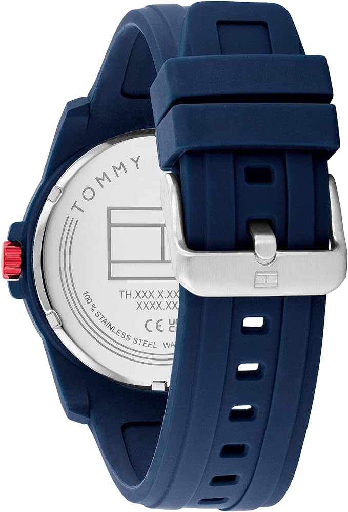 Tommy Hilfiger Reloj casual de cuarzo 3H – Reloj de pulsera deportivo de silicona para hombre – Resistente al agua hasta 5 ATM/50 metros – Moda premium para uso diario – 44 mm