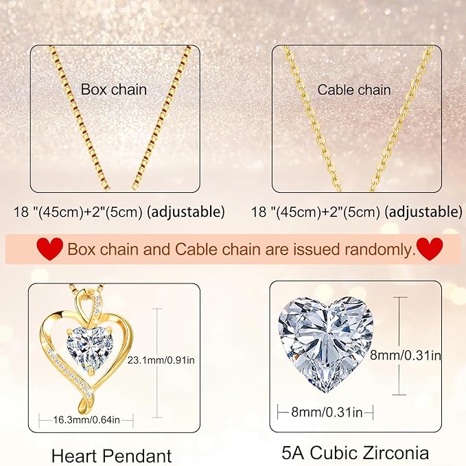 LAVUMO Collares Mujer Amor Colgante de Corazón Oro Rosa Plata de Ley 925 Collares de Mujer,Joyas Regalos para Esposa, Mamá, Novia, Cumpleaños Navidad Aniversario día de San Valentín Regalo