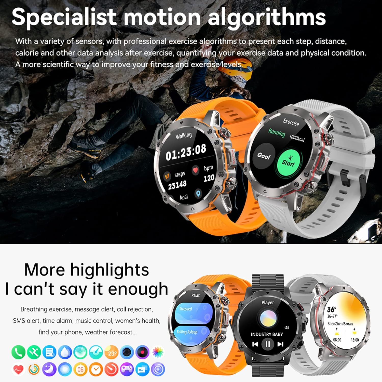 ZPIMY Men's Smart Watch with Call and Whatsapp, 5ATM Waterproof Smartwatch, 1.43" AMOLED Men's Sports Watch with Sleep Monitor, Blood Oxygen, Pedometer, Heart Rate Monitor Android iOS (Silver) 